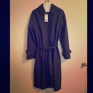 Lined Navy Blue Trench Coat